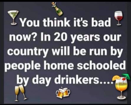 LouiseCuts's tweet photo. ๐ฉโ๐ You think it's bad now? In 20 years our country will be #homeschooled by #daydrinkers ๐ฅ #cheers to the new daily ritual: The #boozerun ๐ป๐บ๐ฅ๐ท๐น๐ธ#selfisolation #cheers ๐พ https://t.co/9lLbJWYv2v