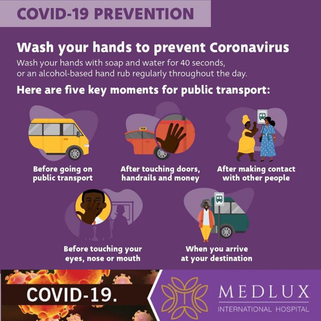 MedluxHospital's tweet photo. For most of us in Kenya, the use of public transport is inevitable. 

Wondering how to stay safe? Here are some valuable tips to take in.

#SafeAtHome #handwashing https://t.co/8f6c7rd8gs