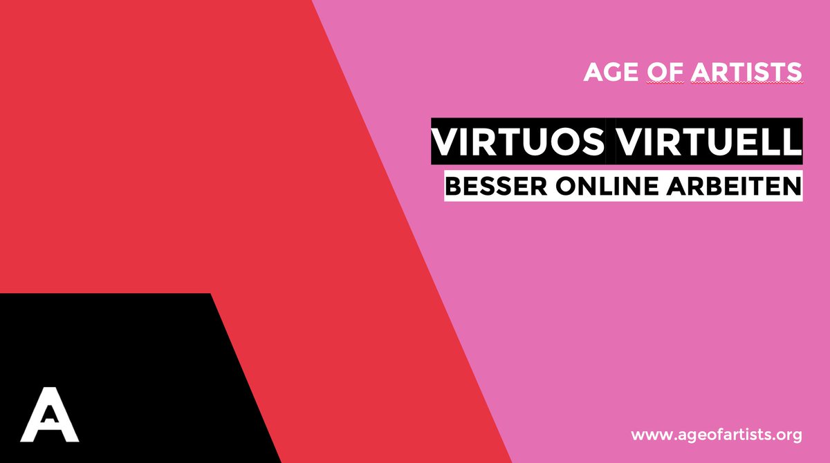 Virtual Virtuoso: Besser Online Arbeiten
Kostenfreies Webinar, jeden Donnerstag im April 2020 - 10-11h
ageofartists.de/virtual-virtuo…  #zusammenarbeit #kreativität #kommunikation #virtuell #virtuellerzusammenhalt