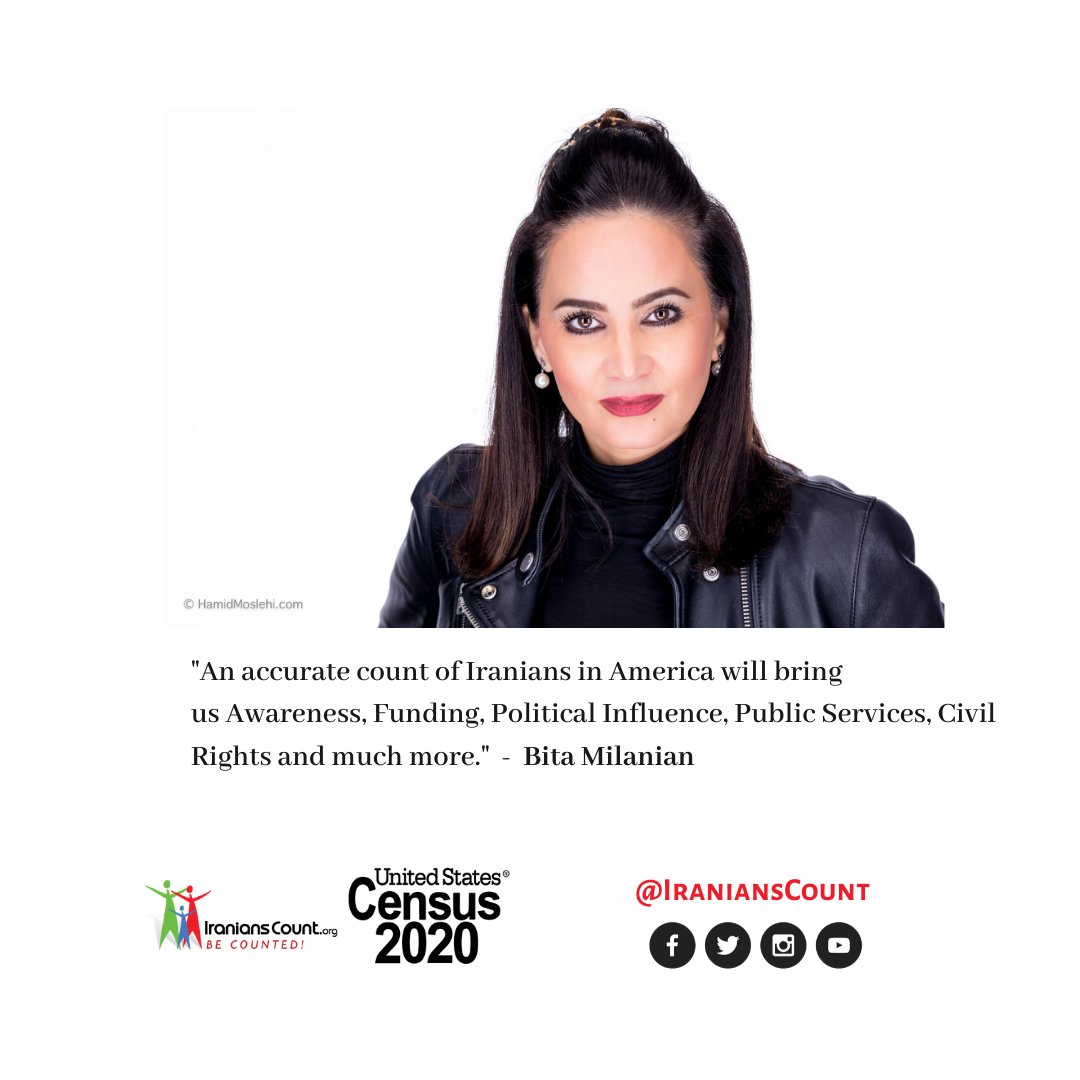 iranianscount's tweet photo. “An accurate count of Iranians in America will bring us Awareness, Funding, Political Influence, Public Services, Civil Rights & much more.” @BitaMilanian
More info https://t.co/jUYiB1Js2e @CACensus @uscensusbureau #IraniansCount #2020Census #WriteIranian #IranianAmerican https://t.co/725PahOxEf