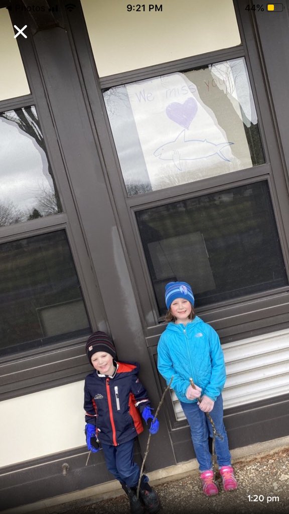One of my students found the message I hung in our classroom window! Are there other signs around the school? Thank goodness for technology to keep us connected! #schafersharks <a href="/D45Schafer/">Schafer School</a>