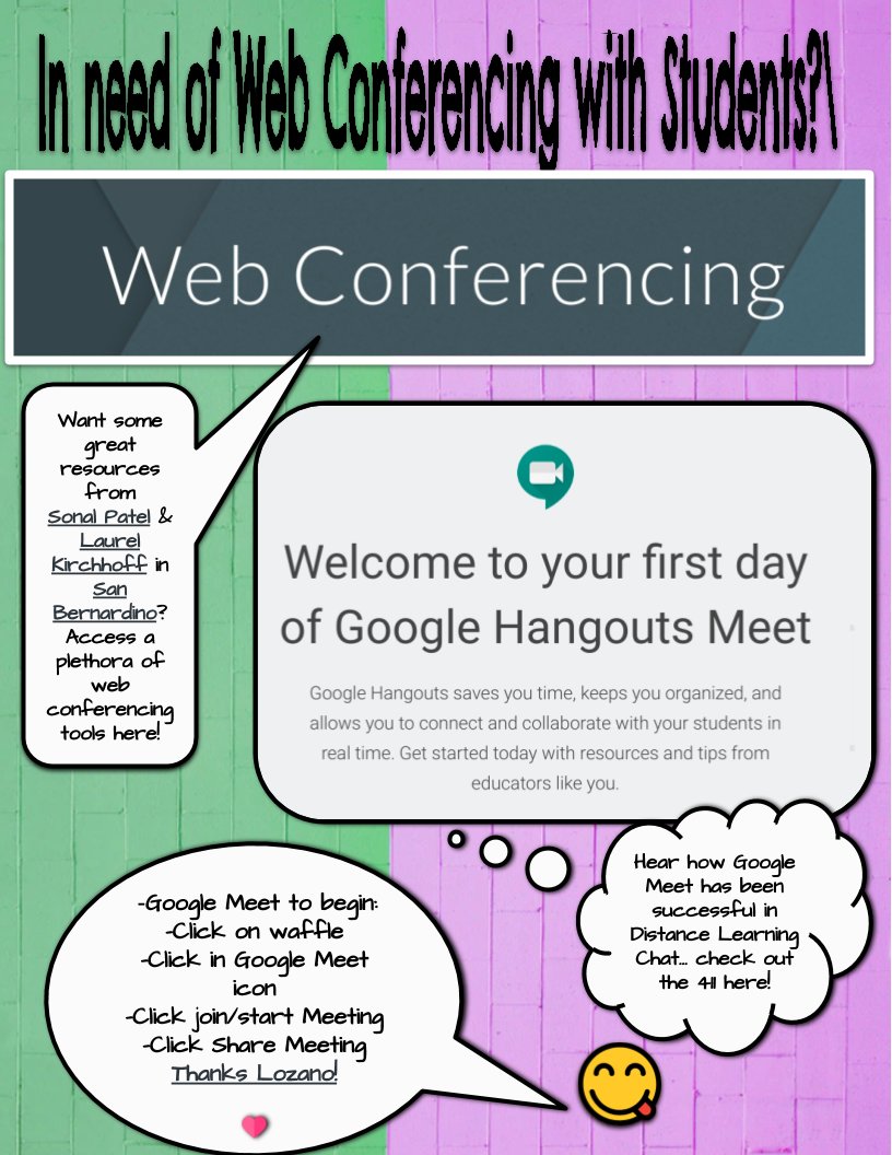 hilz2teach's tweet photo. Stoked to be sharing some amazing https://t.co/srxcE4O1ih #DistanceLearningPROJ
@historysandoval @LakersHughes @GoogleForEdu
@lozano4erin @TrPatel20 @LucyKirchh @SBCSS_EdTech
Goodies to look at for inspiration when it comes to #GoogleSites #WebConferencing #ParentConnections https://t.co/su5bu9aOEp