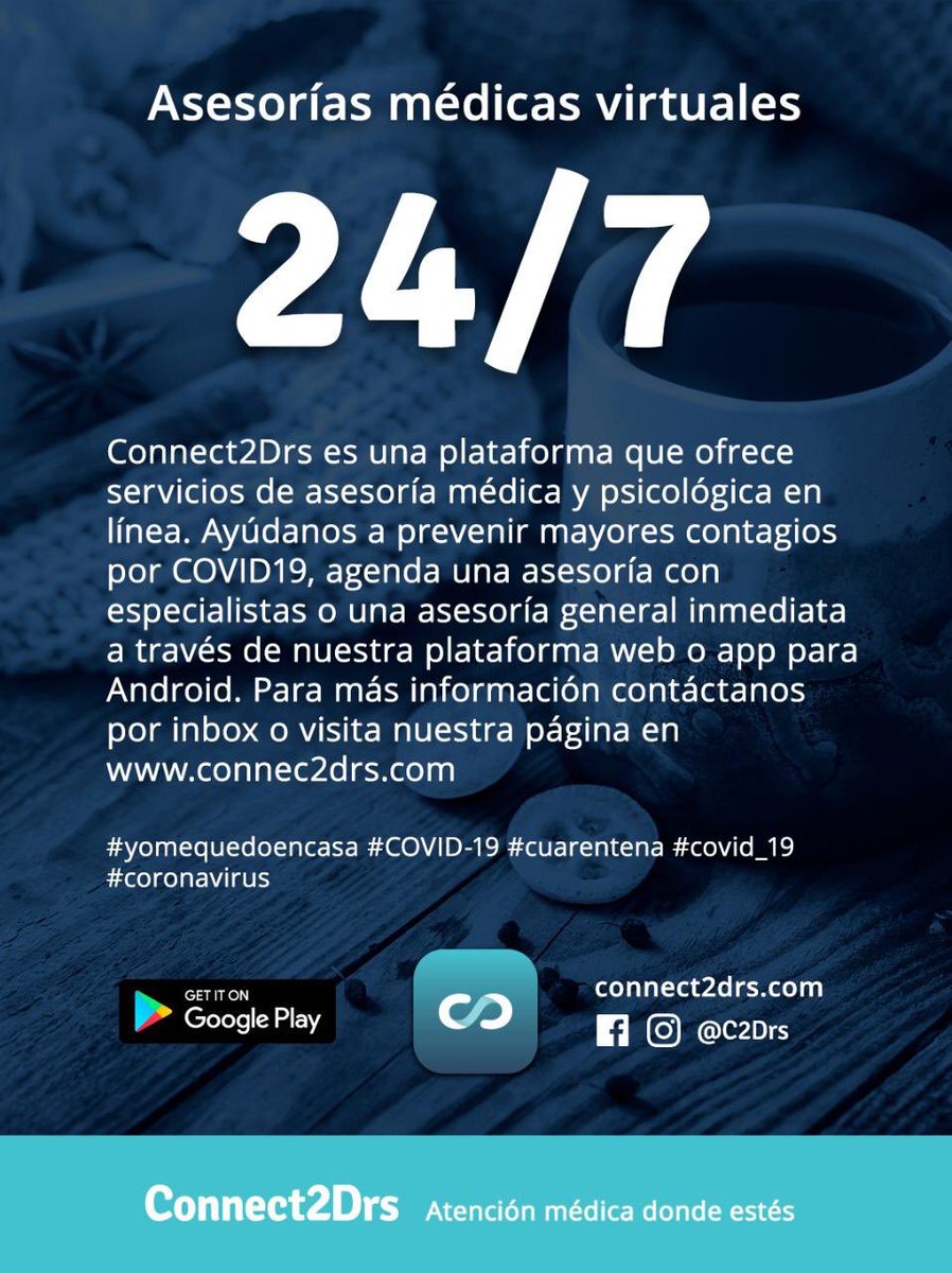 MexicoDialogos's tweet photo. Te invitamos a seguir a #Connect2drs, un proyecto de nuestra dialogante @MarceRivero que a través de una app te brinda asesoría médica en donde te encuentres. Durante esta contingencia no te pierdas sus sesiones informativas online sobre el #COVID19 https://t.co/PukUyiUWzc