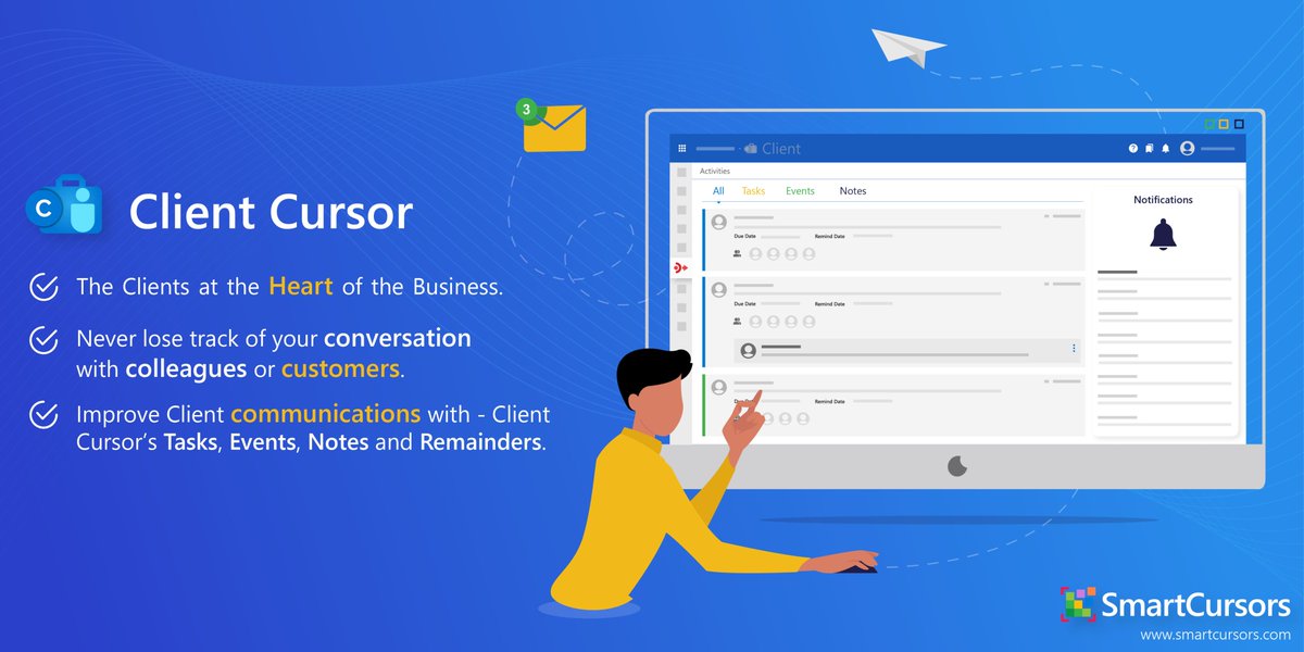 SmartCursors's tweet photo. The Clients at the Heart of the Business. Never lose track of your conversation with colleagues or customers.
Improve client communications with -Client Cursor’s (CRM) Tasks, Events, Notes and Remainders.https://t.co/6DZJ4FRuuO
#SmartCursors #singapore #ClientCursor #Customer https://t.co/y8sqYGDLNw
