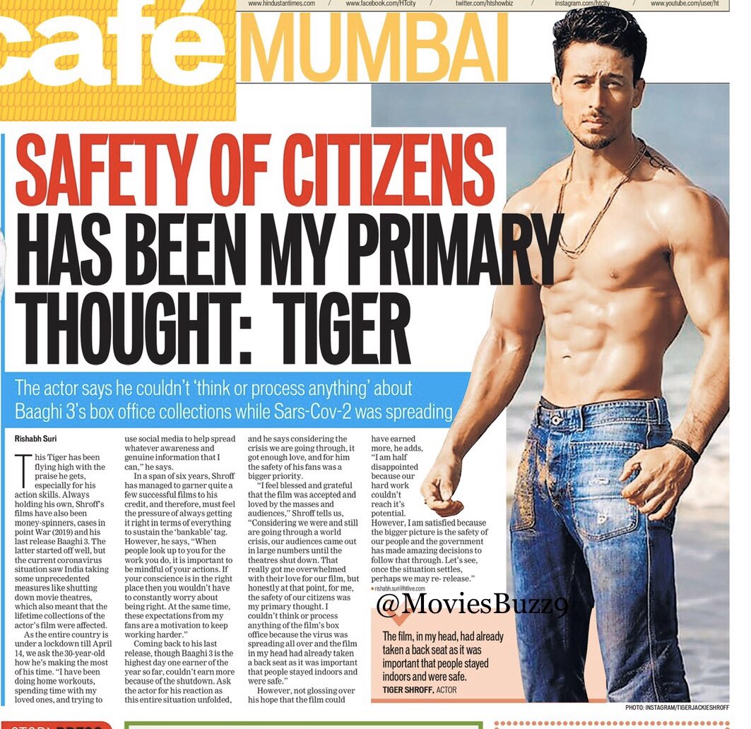 MoviesBuzz9's tweet photo. Safety of citizens has been my primary thought: #TIgerShroff

@iTIGERSHROFF says he couldn’t ‘think or process anything’ about Baaghi 3’s box office collections while Sars-Cov-2 was spreading https://t.co/19NDs21wbF