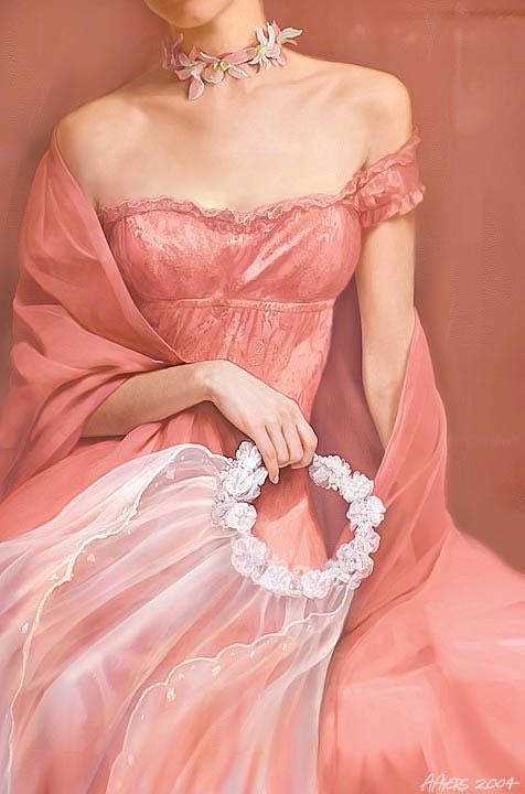 過去作・最高傑作品・素敵なアート作品】クラシックなピンクドレスの女性の