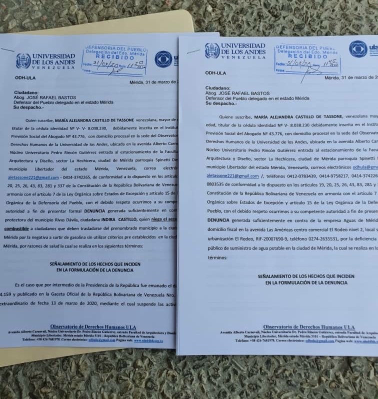 Uladdhh's tweet photo. El @Uladdhh solicitó hoy #31Marzo ante Defensoría del Pueblo Mérida, que la Empresa Aguas de Mérida garantice el suministro de agua potable como medida preventiva para evitar la propagación del #Covid-19
#DDHHHMERIDA https://t.co/aPpLJkAalo