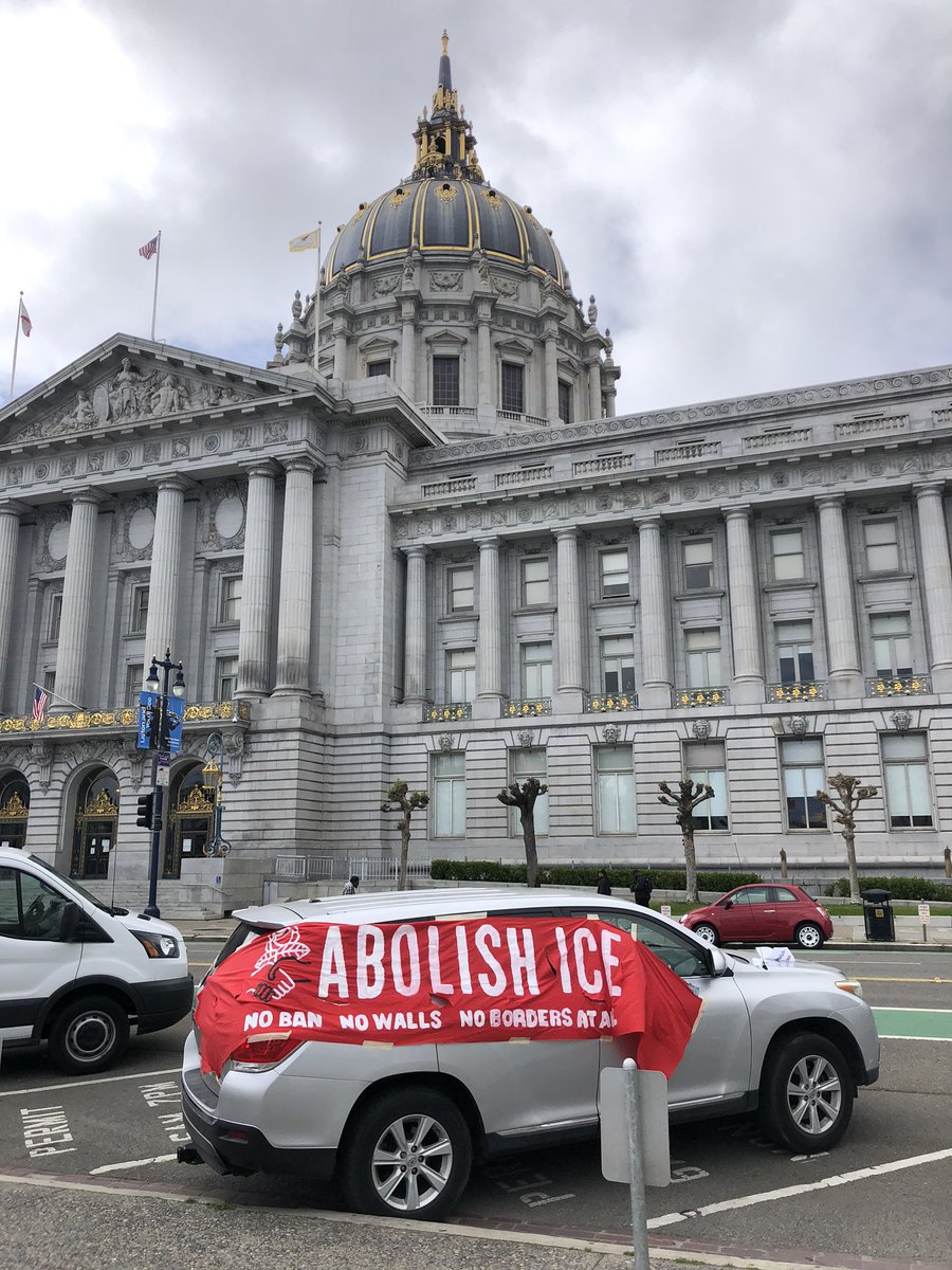 Abolish ICE - No ban No walls No borders at all DSA at SF City Hall