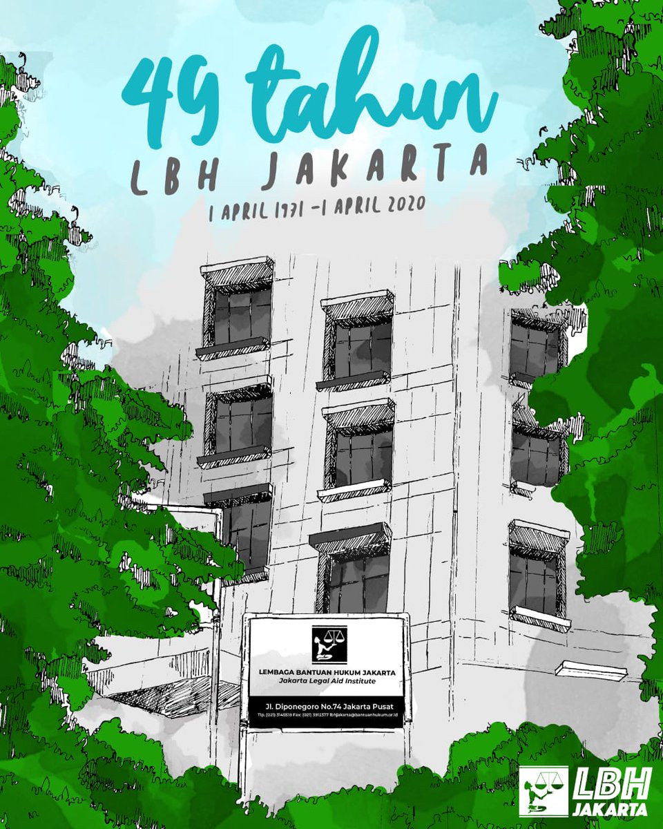 LBH_Jakarta's tweet photo. Hari ini, 49 tahun yang lalu, mulai beroperasinya kantor LBH Jakarta untuk pertama kalinya. Saat ini ditengah pandemi global #COVID19 kami mohon maaf karena harus memperpanjang penutupan sementara kantor untuk membatasi pertemuan fisik guna mencegah penyebaran #coronavirus https://t.co/7rWIOyHDxW