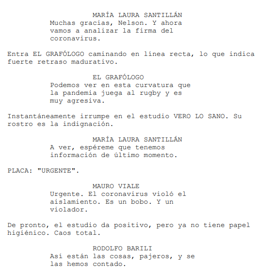 Forcé a un bot a ver más de 1000 horas de noticieros durante la cuarentena y después hice que escriba un guión. Esta es la primera página.