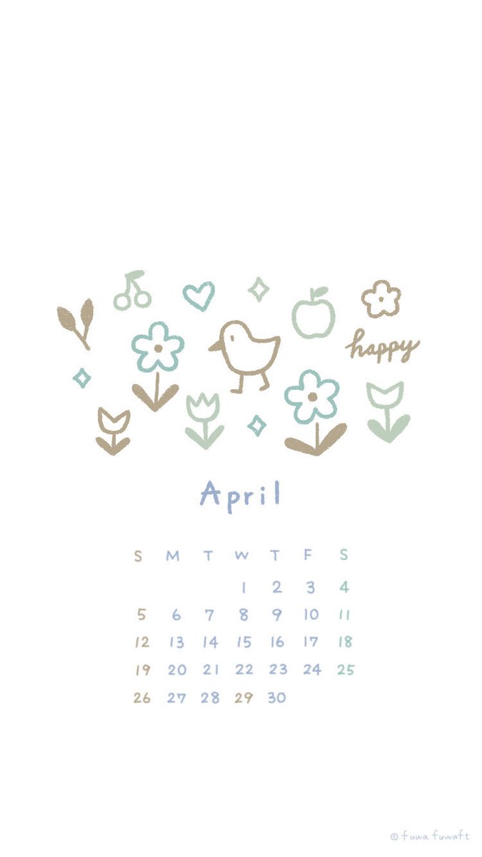 Fuwa Fuwaft در توییتر 4月のカレンダー壁紙作りました 2枚目はロック画面にした時のです よろしければどうぞー イラスト イラストレーション 4月カレンダー 待ち受け