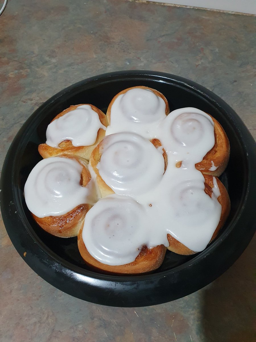 helloimasher's tweet photo. I don't bake but I made cinnamon rolls #justisolationthings https://t.co/Ls5scOARWf