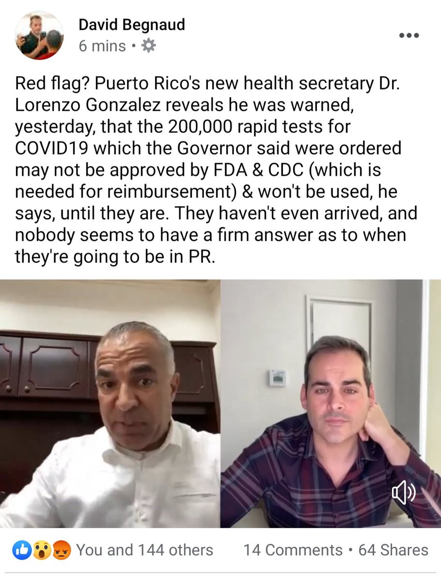 USA_PR_51's tweet photo. Pq dicen q @DavidBegnaud es mejor q la prensa en PR, serรก pq hace las preguntas correctas. Las 200mil pruebas puede q no sean certificadas x FDA y CDC y no se pueden hacer mas pruebas pq los laboratorios estรกn en proceso de certificaciรณn dijo Secretario @DeptSaludPR. #LoveDavid https://t.co/RT4z2rAX52