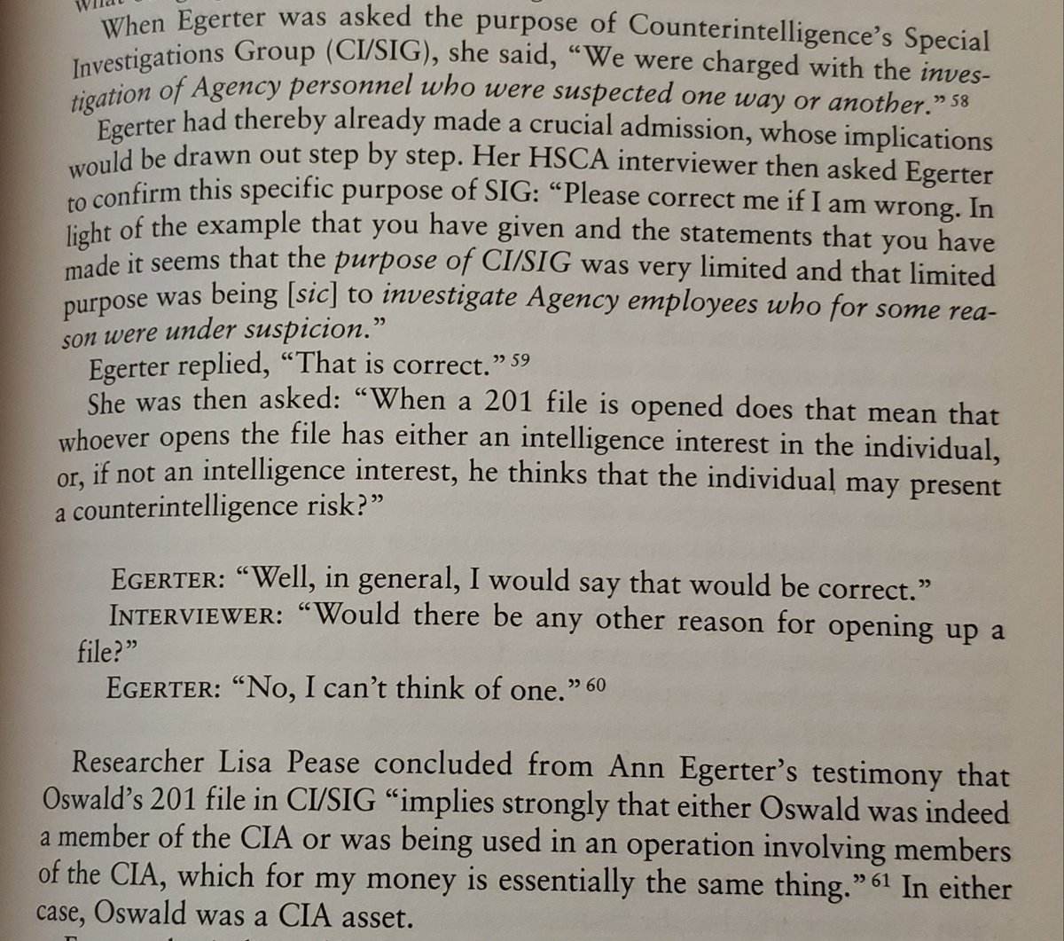 The real smoking gun re: Oswald was that he had a 201 file opened on him by the Counterintelligence Special Investigations group of the CIA - the only reason a person had this file opened on them is if they *were* a CIA asset determined to be a risk of defecting or going haywire: