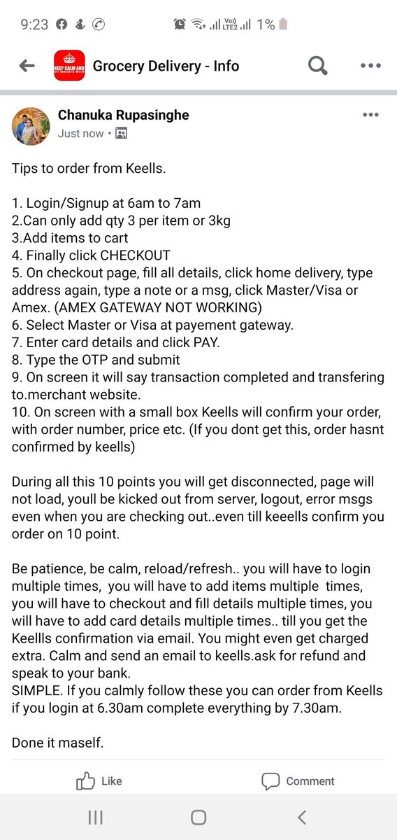 chanuka_cj's tweet photo. How to Order from Keells via Online.
#Keells #keellssuper #COVID19LK #online #SriLankan #SriLanka #Cargills #groceryshopping #LK https://t.co/WYjnKxVsRm