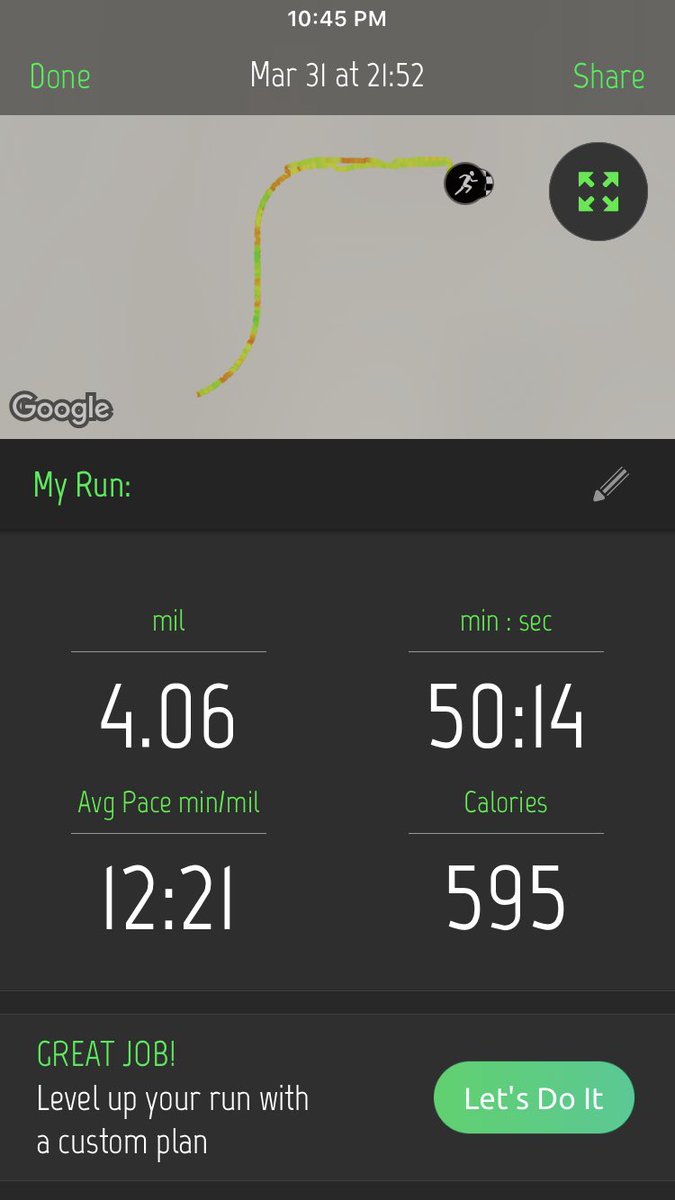 Needed to clear my mind so I put on some worship and took off. How did I do, <a href="/blacksooner/">Coach Black</a> ?