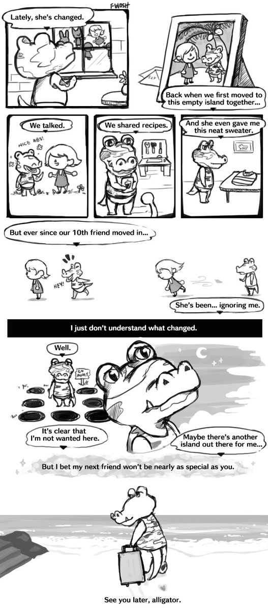 fwoshy's tweet photo. I made a comic to guilt trip you about forcing villagers out of your town, enjoy :') #ACNH #AnimalCrossingNewHorizons https://t.co/5zqIEhqISA