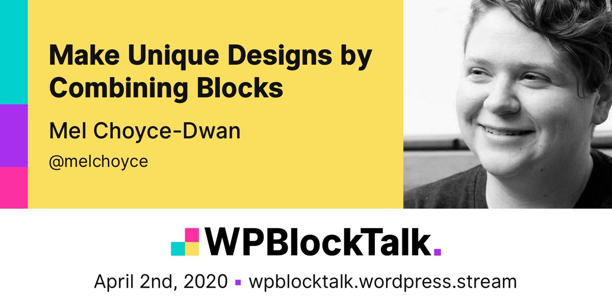 WPBlockTalk's tweet photo. Come and learn how you can produce some unique and interesting layouts by combining different blocks. @melchoyce is going to share her creativity at #WPBlockTalk on April 2nd.

Register for free at https://t.co/Iht3yyLEsw https://t.co/sdb4iFk3Yg