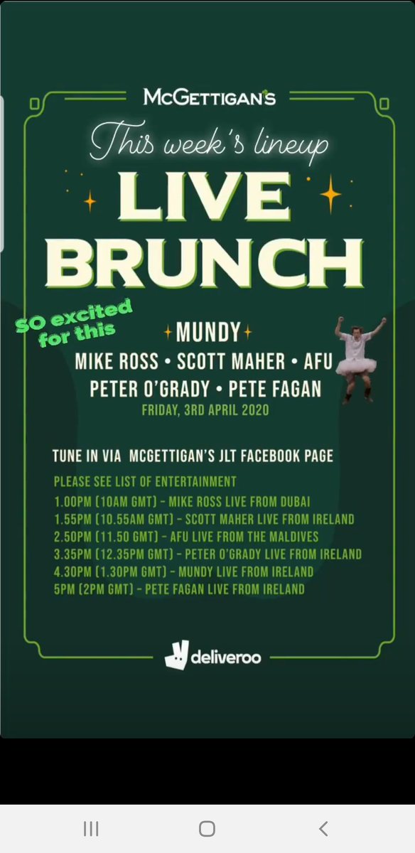 HoloArran's tweet photo. @McGettigansPub - looking forward to this on Friday. Ideal to lift the mood.

Ordered my supplies from @MMI_Dubai new delivery service 😎 ..... bring on friday 

#boozedelivery #mmi #brunch #COVID19 https://t.co/kz3xDiIZXD