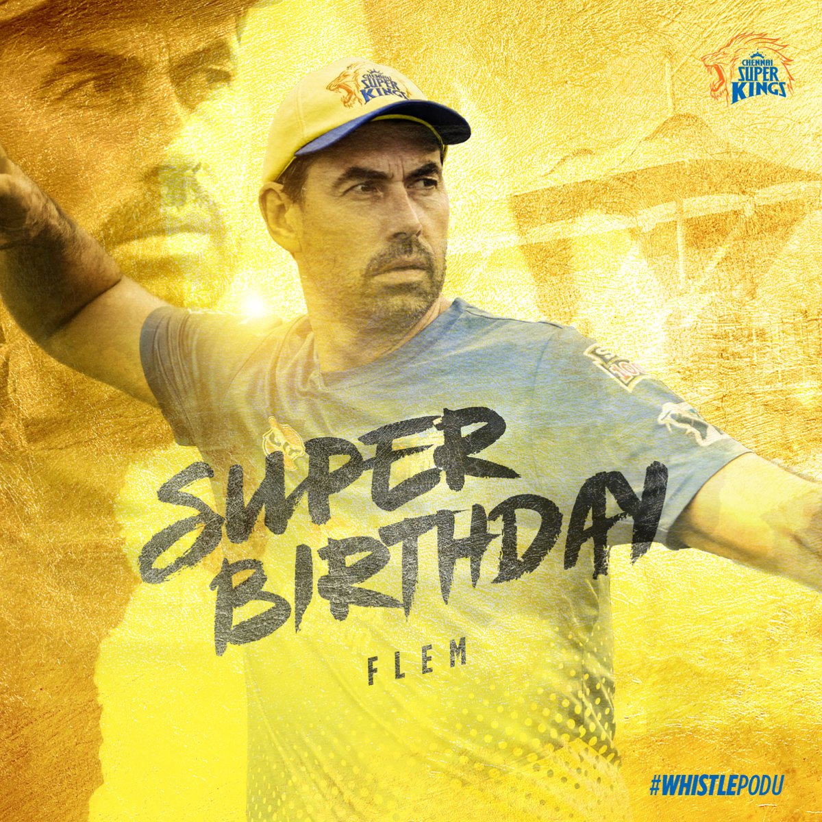 ChennaiIPL's tweet photo. From joining us as a player to becoming the coach, you carried out every job of yours to utter perfection. Super Birthday Chief! Have a superb one, see you soon! #WhistlePodu 🦁💛 https://t.co/n7XzMJPxbH
