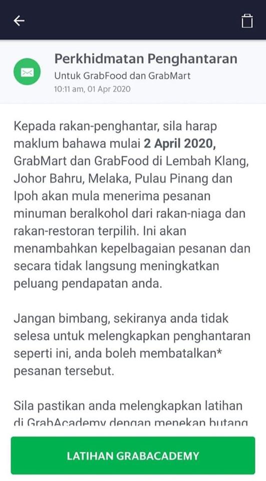 muhaimin_hage's tweet photo. tahniah @GrabMY  , ini adalah tindakan terbaik dr pihak anda. Boleh saya tanya kalau penghantar cancel atas sbb kepercayaan agama akan beri kesan pada rating x? kalau rating tinggi kan grab akan ban driver/rider. macam ada unsur unfair kt situ. #cashisking https://t.co/WEKuUR6tIj