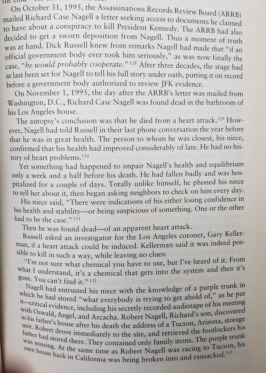 Nagell ignored KGB orders to kill Oswald, wrote a letter to FBI detailing what he knew in hopes it'd stop the plot, then fired a gun into the ceiling of a bank in El Paso, TX, so he'd be arrested and "safe" in jail. It only delayed the assassination 2 monthsHe died in 1995: