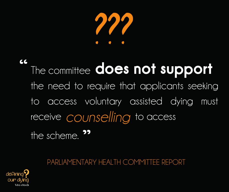Wait...what? Apparently the QLD Parliamentary Health Committee doesn't think counselling is a necessary condition for those wishing to end their lives....😕 Perhaps it's time they #tookabreath #qldpol #VAD