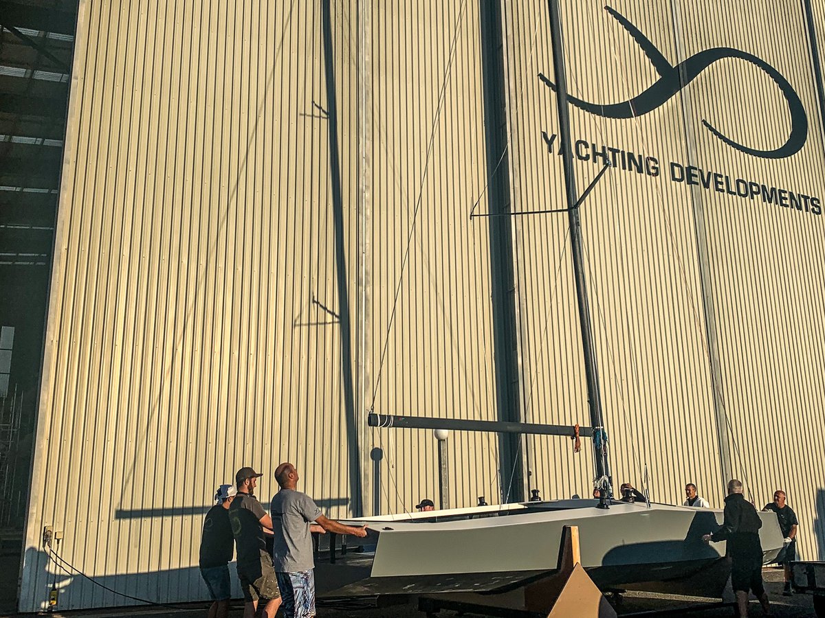AGITALIA1994's tweet photo. Time for a teaser! The AC9F 9m monohull foiling boats for the #youthamericascup. We are proud to support #RHKCYTeamAgiplast  for this exciting journey.  #rnzys #rhkyc #Sustainability #Recycling #Teamwork #RHKYCSharks #foilsailing #foiling #CleanSeas #UNEP #YouthAmericasCup https://t.co/4LkXZJjf7p