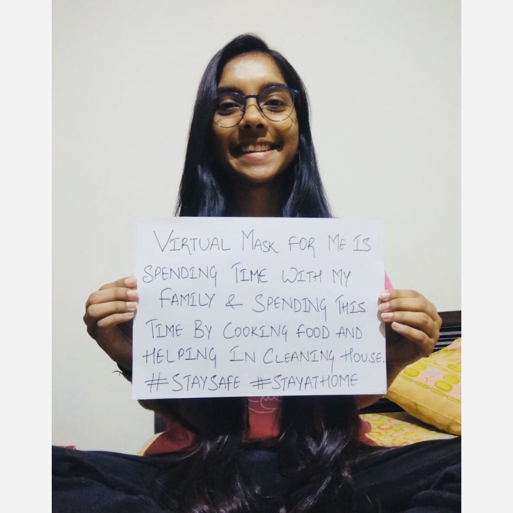 SKYSOCIAL1's tweet photo. Thank you Nishi Rathore for telling us about your virtual mask. Spending time with family is the best safety net we all have right now. Utilise this time to bond with your family. 💓😊😊
@Anil5 @UNICEFIndia @WHO 
#covid19 #virtualmask #socialdistancing #staysafe #stayhome https://t.co/rwG1NAW7zw