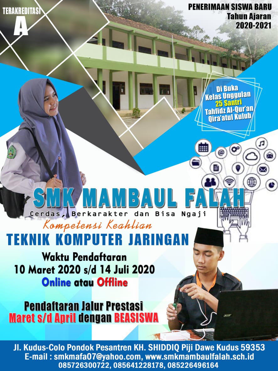 Vickyan13's tweet photo. Telah dibuka pendaftaran peserta Didik baru SMK MAMBAUL FALAH thn ajaran 2020-2021,,,
bisa melaui via online atau offline kunjungi website https://t.co/VtE2uk5P2D https://t.co/G1nbVM9qT0