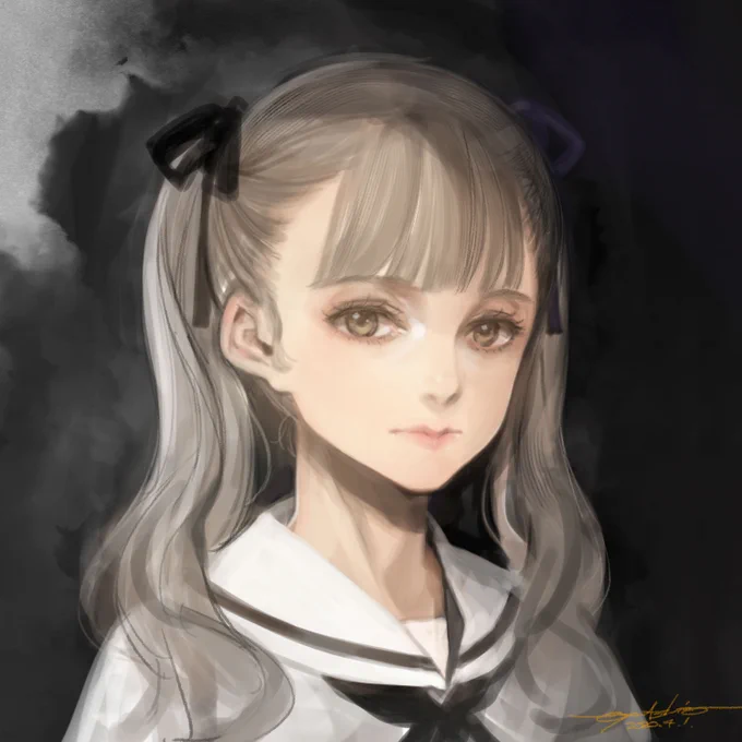 うろ覚えでアイドルっぽいかんじの人。厚塗り落書き(^q^) 