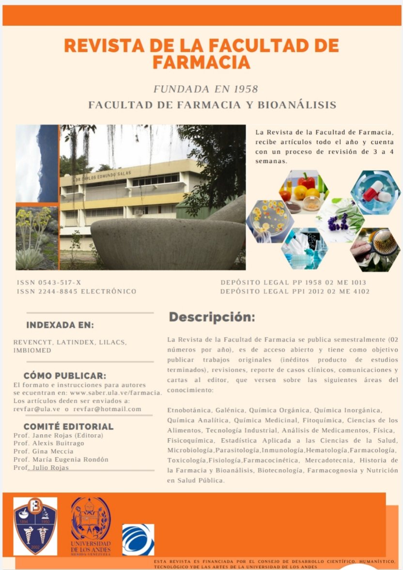 Convocatoria Revista de la Facultad de Farmacia <a href="/PrensaULA/">Noticias Prensa ULA Cuenta Oficial</a> <a href="/CDCHTA/">CDCHTA ULA</a> <a href="/saberucv/">Repositorio Institucional Saber UCV</a>