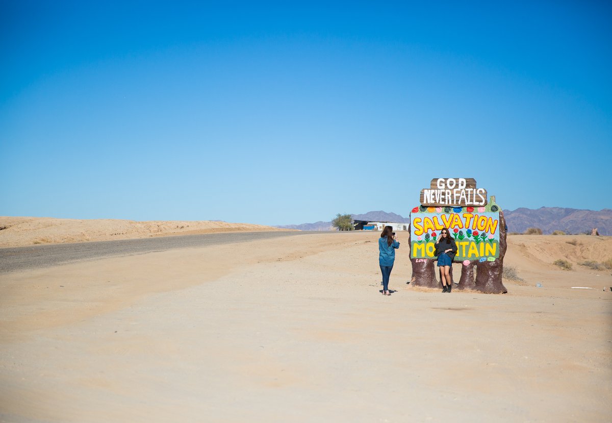 This is Salvation Mountain. Salvation Mountain is in the lower desert of Southern California in Imperial County just east of the Salton Sea, about a hour and a half from Palm Springs. Salvation Mountain is Leonard's Knight's tribute to God.