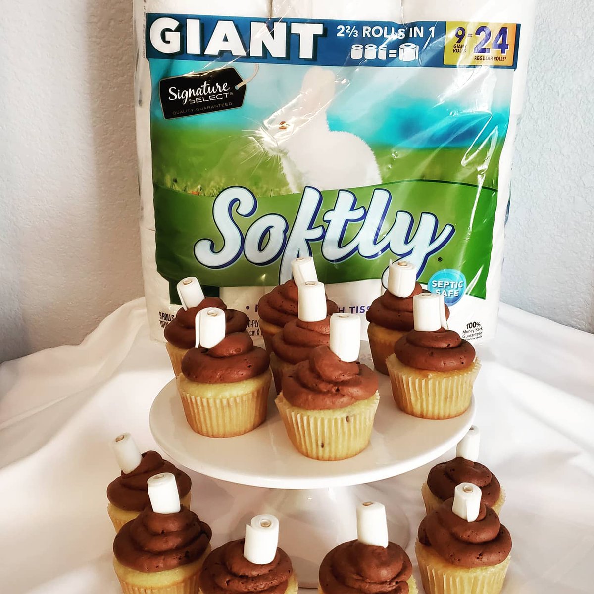PattiCStyx's tweet photo. #AprilFoolsDay #cupcakes #fondant #bathtissue Inspired by the foolish hoarders last month. When will this end. https://t.co/HXe9Sxxb0h