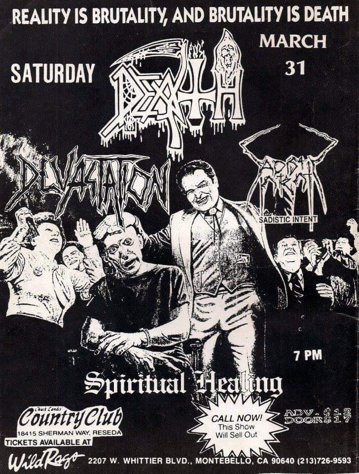 Death Metal Old School on X: April 11th, 1987 DEATH DEVASTATION MAL-ADICTION  #OldSchool #DeathMetal #80s #Flyer  / X