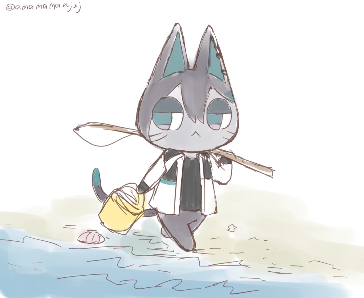 fishing rod furry solo animal ears holding :< cat ears  illustration images