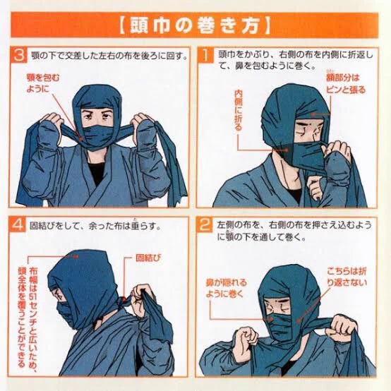 マスクがないならこれで代用？頭巾の巻き方！