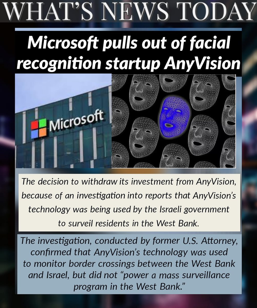 rketing2820's tweet photo. NEWS FOR THE DAY!!!!! #MaRketingMuni #marketingnewsdaily #news #newsfortheday #businessnews #easyconcepts #easylearning #Microsoft #facialrecognition #anyvision https://t.co/IbEkZmGHTL