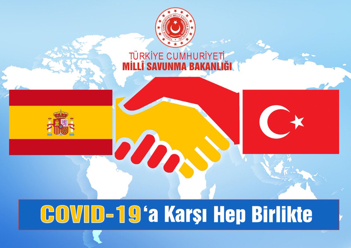 tcsavunma's tweet photo. Sn.Cumhurbaşkanımızın talimatıyla, MSB'ye ait fabrika ve dikimevlerinde yerli ve milli imkânlarla üretilen; çeşitli tipte maske, tulum ve anti-bakteriyel sıvıdan oluşan sağlık malzemeleri, COVID-19 ile mücadele kapsamında İtalya ve İspanya’ya TSK'ya ait uçak ile gönderilecek. https://t.co/6V6U3fm5T0