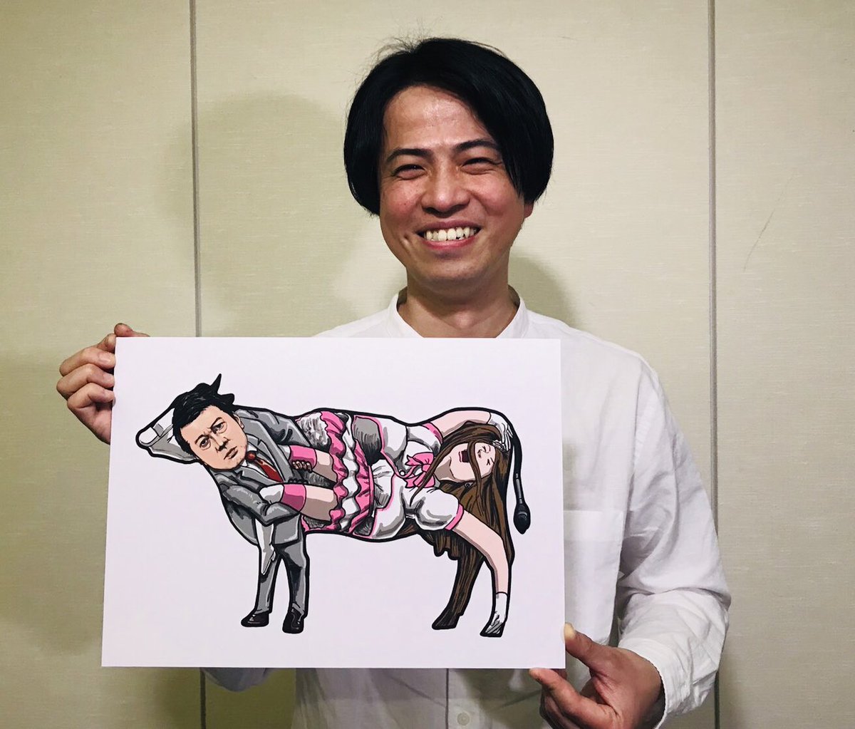 スッキリ 日本テレビ 今朝の クイズッス では イラストレーター山形尚平さんが スッキリオリジナルのシルエットクイズを出題してくれました 牛 だと思ったら ジャイアントスイングする加藤浩次 みんな騙されました 加藤さんを描く
