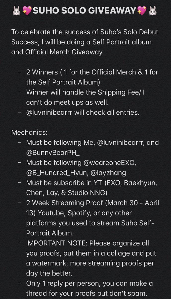 SUHO’S DEBUT SUCCESS GIVEAWAY~Please read everything carefully! ~Please be respectful and rest assured we will be fair in choosing the winner  ~Mini Quiz:  http://www.quizyourfriends.com/take-quiz.php?id=2004010049306559&cpy&Goodluck Guys!   @weareoneEXO  #SUHO    #EXO  #Self_Portrait    #Lets_Love_With_Suho