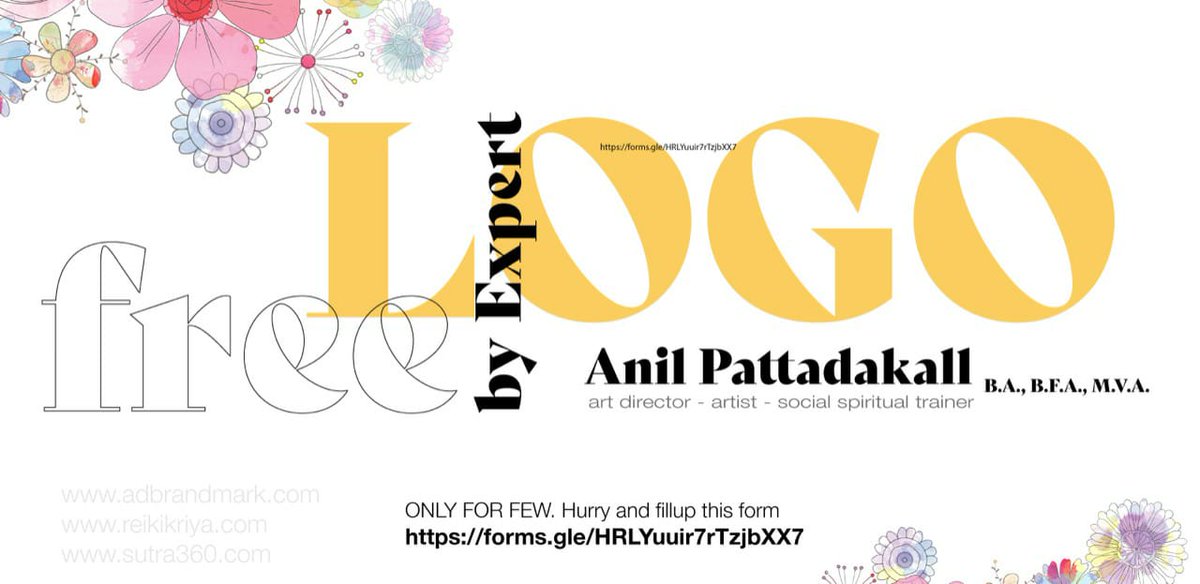anildesigner's tweet image. Need logo for your business? On this lockdown days I am giving FREE LOGO designing services.
Kindly fill the form 
forms.gle/HRLYuuir7rTzjb…

#freelogo #freedesigning #corona #lockdown  #artdirection #graphicdesign #reiki #reikikriya #anildesigner #hapinessmatters #brandidentity