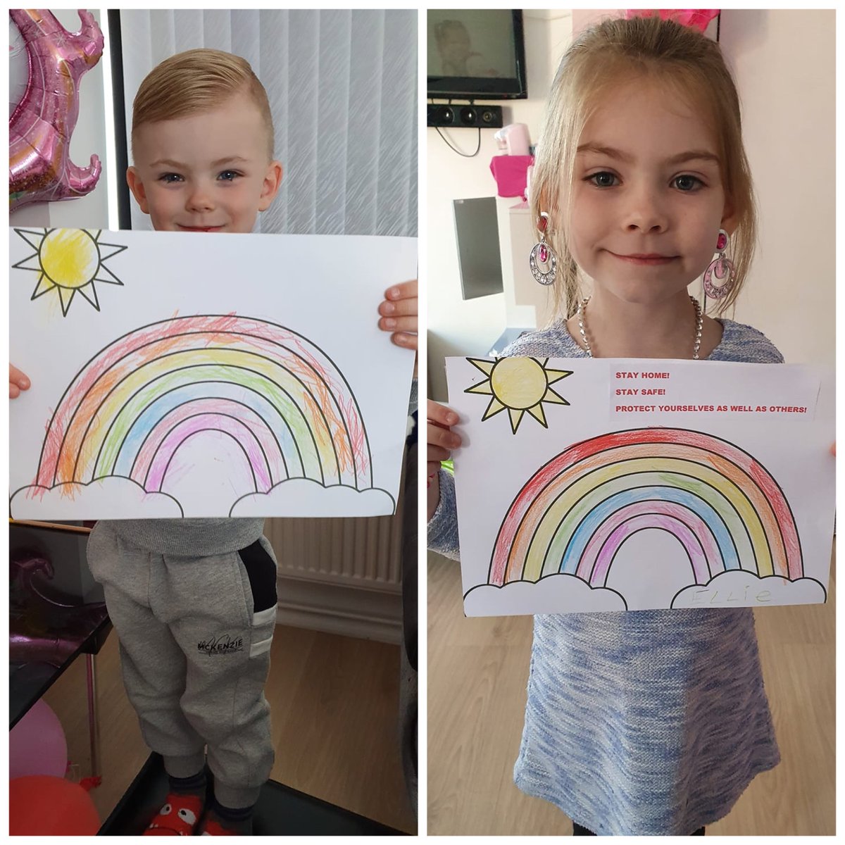 bbcsoutheast's tweet photo. 👫It's a sibling special today!👫
Harrison, three, and Ellie, six, are from Strood, while Eva, six, and Thomas, eight, are in Larkfield.
Didn't they all do a lovely job with their rainbows!🌈

We'll be featuring your children's artwork here every day🖼 https://t.co/YhGssI35Yy
