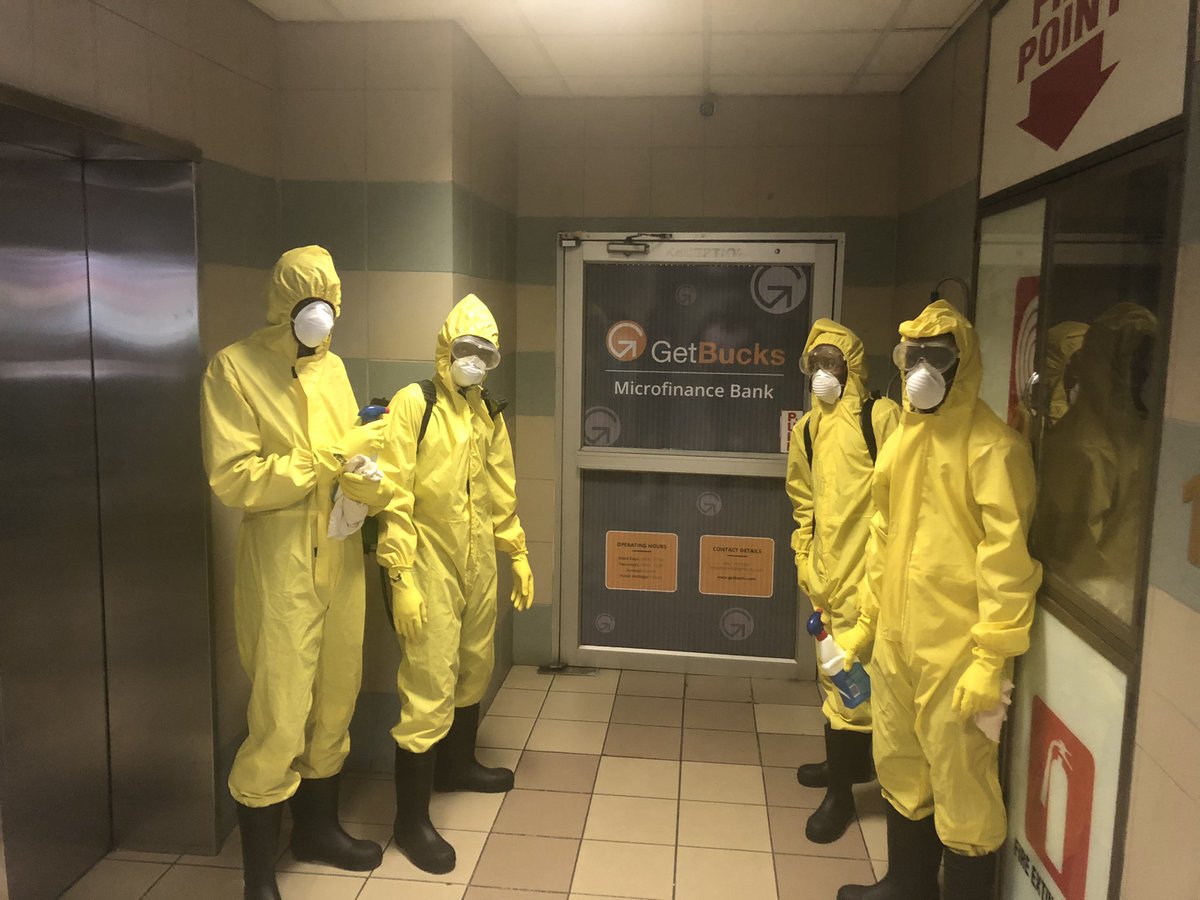 GetBucksZim's tweet photo. Disinfecting our offices, fighting against #Covid19. https://t.co/EfF8MaSatN