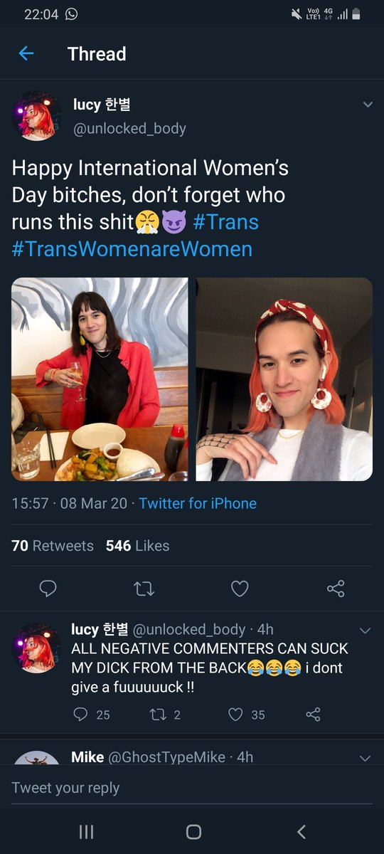 Trans women & gender non conforming people are two completely different things, recently the lines have become blurred.Cross dressing male listed in the top 100 female executives.Kaitlyn Jenner, woman of the year.International womens day was hijacked You support this?