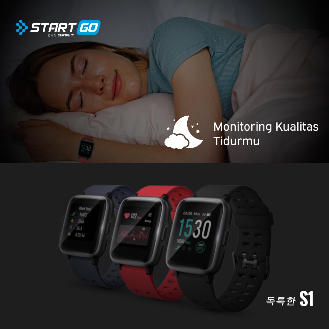 StartGo_id's tweet image. StartGo Lovers, dengan fitur Deep Sleep pada #StartGoS1 , kamu bakal tahu kualitas tidur kamu baik atau kurang loh! Jadi serasa punya asisten pribadi kan? Yuk buruan beli di Advan Official Store karena lagi ada promo menarik loh 🤩😍✨ #StartGo #KoreanSmartwatch #Smartwatch