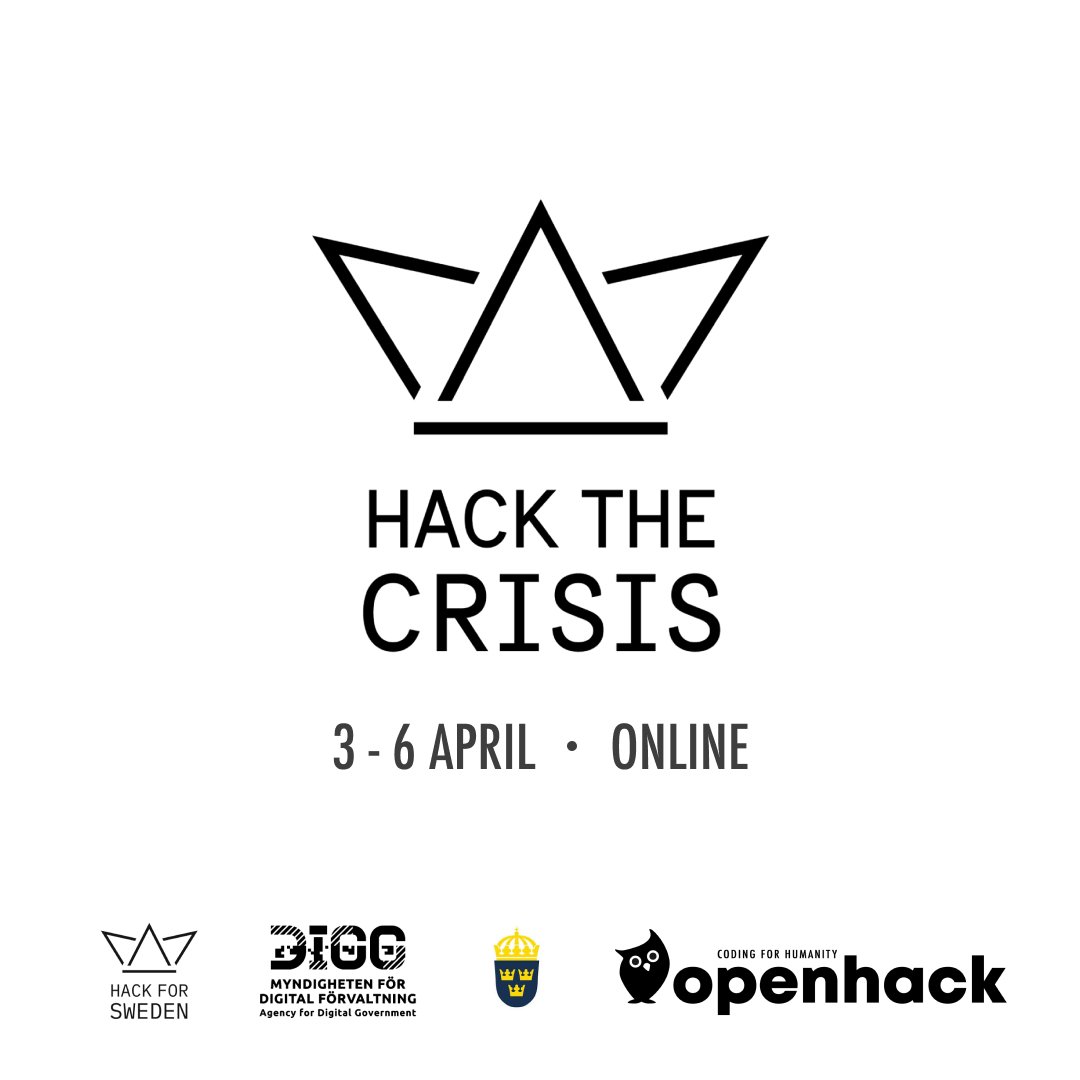 OpenHackC4H's tweet photo. Here is your chance to make a difference!
openhack - coding for humanity together with Hack for Sweden, backed by the Swedish government, is organizing our first virtual hackathon - Hack the Crisis Sweden -between 3-6 Apr.
#hackthecrisis #openhack #hackforsweden #hackthecrisisswe https://t.co/pk8SqFDR7l