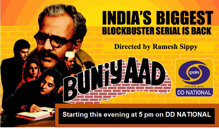 DDNational's tweet photo. Watch the iconic show that gave us innumerable stars &amp; bitter-sweet memories...#Buniyaad from this evening at 5 pm on @DDNational https://t.co/B1BZhAfcvc