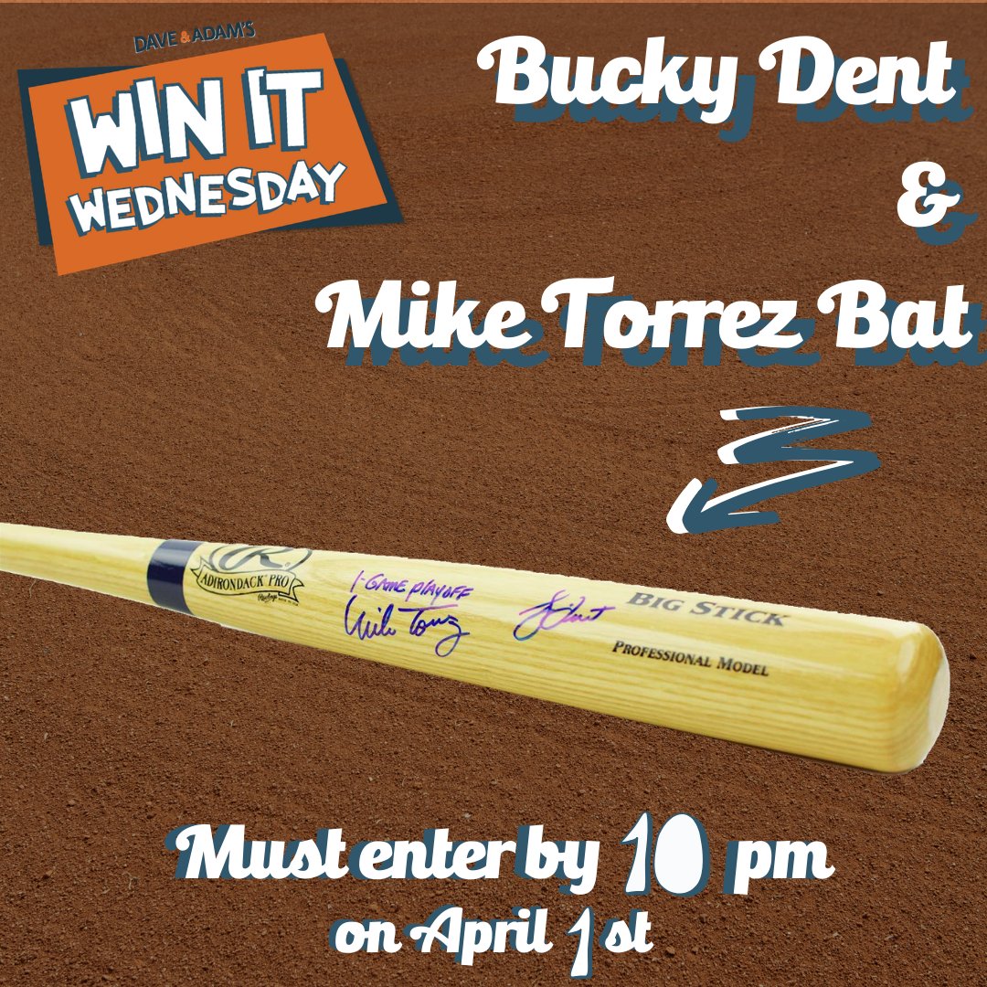 dacardworld's tweet image. Up to 'bat' first for our new weekly contest is this Bucky Dent &amp;amp; Mike Torrez Dual Auto'd Bat! Follow the rules to enter.
Rules: -like this post -tell us your favorite iconic baseball moment -share for extra entry
*must enter by 10pm EST on 4/1, winner announced 4/2*