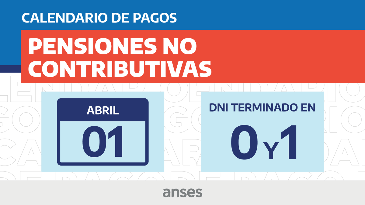 ansesgob's tweet photo. Calendario de Pagos #ANSES del 1 de abril de 2020 #PNC 🗓 https://t.co/vdW6ycuC6G